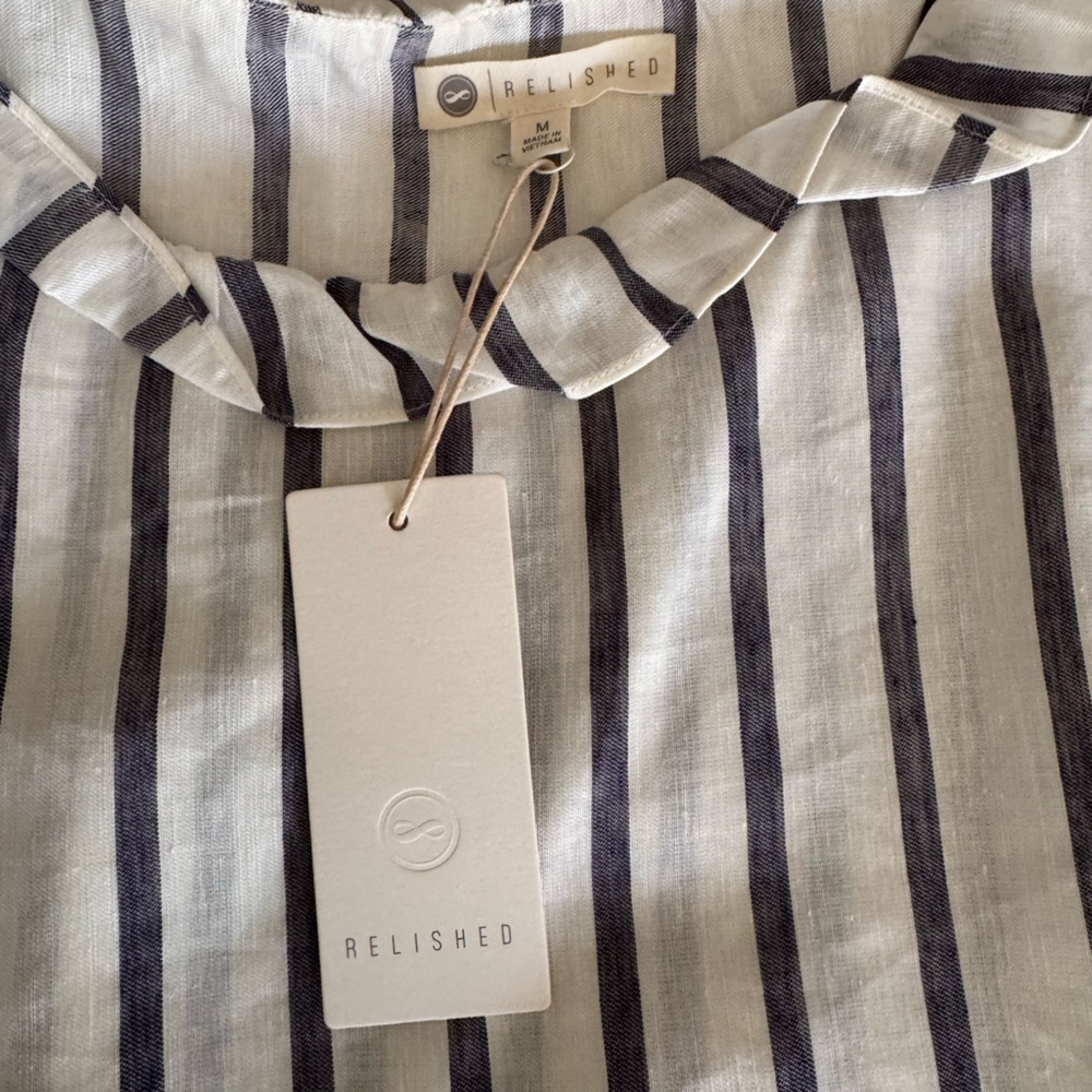 Striped Ruffle Sleeve Top - Picture 5 of 7